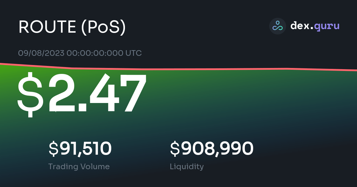 $2.47 Route Price to USD - Live ROUTE (PoS) Charts Today at DexGuru